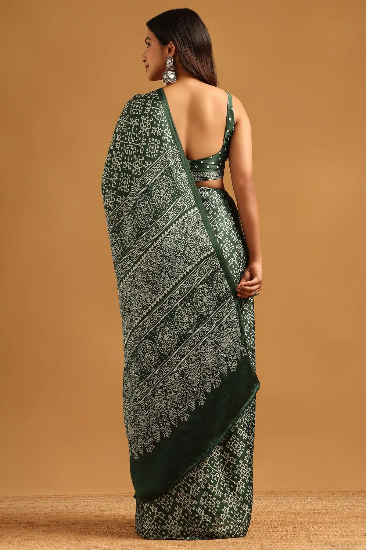 Green Viscose Blend Patola Printed Saree